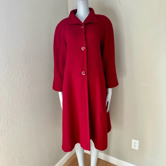 FLEURETTE Vintage 100% Camel Hair Red Swing Coat from I. Magnin